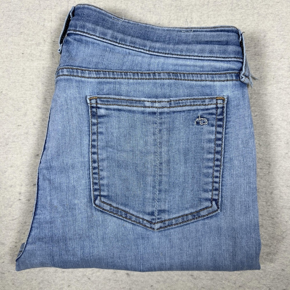 Rag & Bone JEAN Ankle Skinny Jeans Womens 28 Blue Light Wash Raw Hem Stretch USA